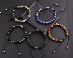 Neues Design Herren Armband Naturstein Edelstahl Blattfeder Charms Makramee Freundschaft armband Herren JBS11622 - Product Image 6