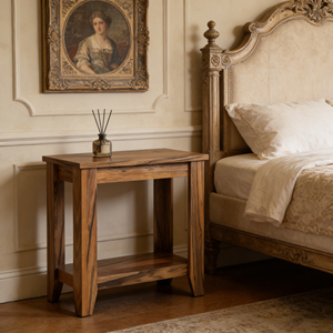 Table console moderne en bois massif pour la décoration intérieure Table de chevet avec 1 étagère ouverte pour le salon, la chambre, la salle de bain et l'entrée - Product Image 2