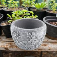 Pot de fleurs en ciment fait main à motif lapin, prix d'usine, pour extérieur, pot de table en ciment pour plantes succulentes vertes