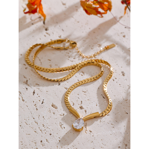 जिनयू 5572 ट्रेंडी डिजाइन चमकदार घन ज़िरकोनिया पेलेंट हार 18k प्लेटेड स्टेनलेस स्टील पेंडर हार - Product Image 4