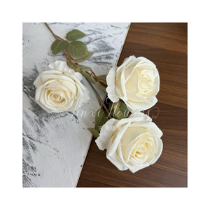 Fleurs artificielles en soie Jinxi Carola Rose, 3 têtes, décoration de mariage et de maison - Product Image 5