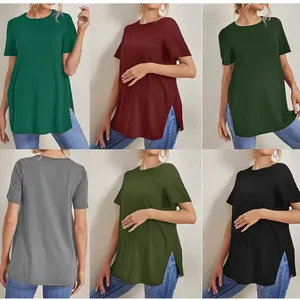Haut de Maternité Uni pour Femme Enceinte, Blouse d'Allaitement à Manches Courtes, T-Shirt d'Été Uni pour <span class=keywords><strong>Grossesse</strong></span> - Product Image 2
