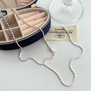 Collar largo de plata de ley S925 con perlas de grano de arroz, cadena para suéter, para mujer, accesorio de moda de otoño e invierno, estilo sencillo. - Product Image 4