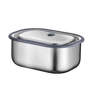 Stainless Steel 304 Lunch Box Leak Proof Multi-Functional Plastic Free Vacuum Valve Bento Box with Compartment for adult