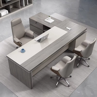 Combo de silla de escritorio de oficina moderna de lujo ligero, Supervisor de presidente de madera Simple, escritorio de computadora de liderazgo de clase grande para uso doméstico
