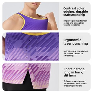 Gilet de <span class=keywords><strong>sport</strong></span> rafraîchissant pour homme, séchage rapide, coupe ample, perforé, style américain, pour la course, le basketball, l'entraînement, le fitness, le marathon - Product Image 2