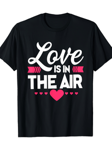 เสื้อยืดวันวาเลนไทน์ผู้ชาย 200 กรัม ผ้าคอตตอน 100% แขนสั้น คอกลม สไตล์ลำลอง สปอร์ต ลายหัวใจ สีชมพู - Product Image 1