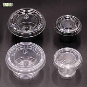 Takeout package 2.5oz Black Clear Food grade PP Disposable Sauce Container Plastic takeaway Portion Cups With Lids Seasoning box