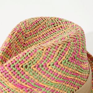 New Arrival 2025 Handmade Summer Jazz <b>Hat</b> Rainbow Straw Fedora <b>Hats</b> - Product Image 4