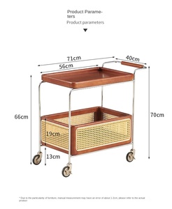 Tavolino da Caffè in <span class=keywords><strong>Legno</strong></span> con Cestelli Sottostanti, Tavolino Moderno con Ruote, Salvaspazio - Product Image 2