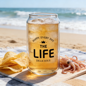 Bicchiere in Vetro Borosilicato a Forma di Lattina da 420ml con Motivo Stampato Stile Americano Resistente al Calore per Caffè/Acqua/Vino Casa/Ufficio/Feste - Product Image 4