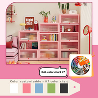 Bibliothèque Moderne en Métal Rose avec Portes en Verre pour Bibliothèque Domestique