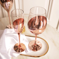 Petite quantité Commande de vin standard de style cuivre pour Champagne or rose Lustre peint en cristal 500ml Collection de verres sans plomb