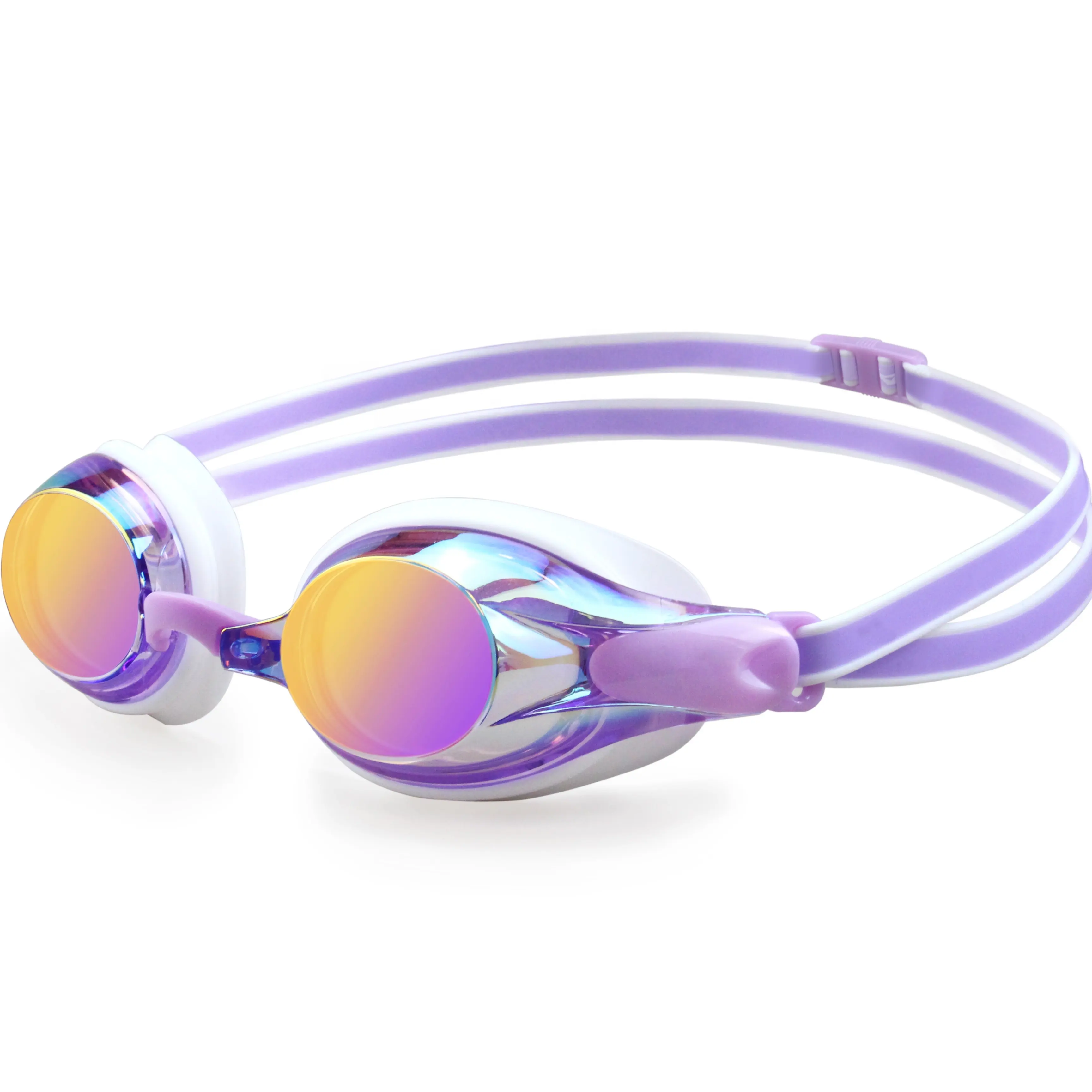 Gafas de natación con protección UV antivaho para Triatlón de carreras para jóvenes adultos con revestimiento de espejo arcoíris y logotipo personalizado
