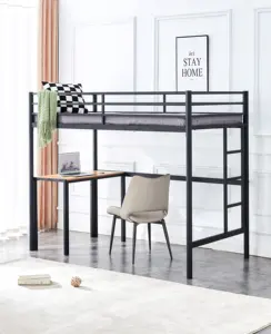 Factory Wholesale Metal Bunk Bed With Table Apartment Bunk Bed Can Be Customized Metal Dormitory Bed Easily Assembled