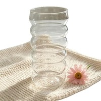 Gobelet en verre borosilicate réutilisable de 500 ml, résistant aux hautes températures, design minimaliste moderne, verre de couleur unie irrégulière, paille en verre