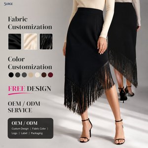 Mini-<span class=keywords><strong>jupe</strong></span> noire asymétrique à franges, taille <span class=keywords><strong>haute</strong></span>, moulante, style <span class=keywords><strong>crayon</strong></span>, en polyester et coton, pour femme, idéale pour les fêtes et occasions décontractées, vente en gros - Product Image 1