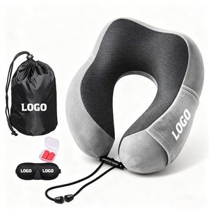 Oreiller de voyage cervical en peluche doux et rembourré en forme de U, multicolore et solide, pour la santé cervicale - Product Image 1