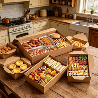 Boîte à emporter en papier kraft brun recyclable avec fenêtre, impression personnalisée pour la pâtisserie, les desserts, les sandwichs et les emballages de collations