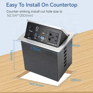 Prise de courant escamotable avec 1 prise, ports USB-A, et ports réseau/téléphoniques, pour bureau - Product Image 5