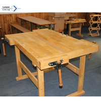 Établi carré pour 4 personnes établi en bois établi en bois massif pour table d'enseignement pour enfants bricolage fait à la main