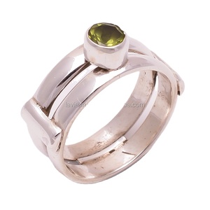 Anillo sencillo de Plata de Ley 925 al por mayor, joyería india clásica de peridoto natural para bodas y fiestas, fabricación especial - Product Image 1
