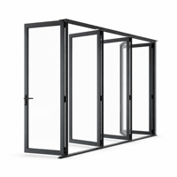 Porte pliante en verre aluminium blanc, isolation acoustique moderne, installation facile, entretien réduit, pour usage intérieur/extérieur, salle de bain