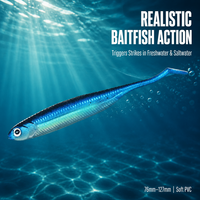 Leurre souple en plastique pour eau salée, Swimbait réaliste à queue en pointe, avec yeux de poisson 3D, type Shad, pour Pargo, Dorade, et Poisson-plate, Vente en gros