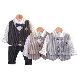 Niños chico <span class=keywords><strong>Caballero</strong></span> <span class=keywords><strong>ropa</strong></span> trajes boda cumpleaños fiesta <span class=keywords><strong>elegante</strong></span> conjunto Bebé <span class=keywords><strong>Ropa</strong></span> Casual camisa a rayas chaleco pantalones niños <span class=keywords><strong>ropa</strong></span> - Product Image 1