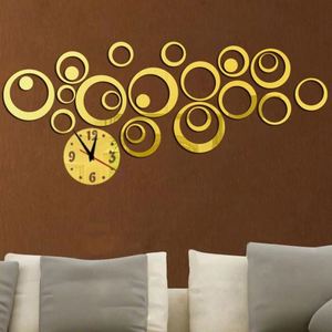 Wall Clock DIY Mirror Wall Sticker Circle Ring 3D Acrylic Mute Quartz Watches for Home Living Room Bedroom Decor - Product Image 4