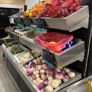 Fransa yeni tasarım süpermarket ekipmanları mağaza mağaza uydurma sebze ve meyve vitrin rafları perakende