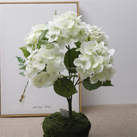 Dekorasi Meja Upacara Wisuda B1510, Rangkaian Bunga Hijau Artificial 5 Tangkai Hydrangea, Bunga Sentuhan Asli Lembut