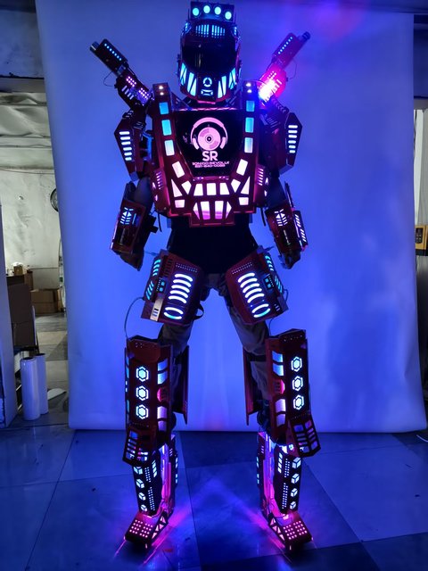 New Coming LED Robot DJ Costume Giant Party Disfraz De Robot Performance Wear for Ballroom Stilts Walker Flamenco Dance