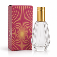 Flacon de parfum en verre vide avec bouchon doré, flacons vaporisateurs de luxe à facettes rechargeables, vente en gros, logo personnalisé