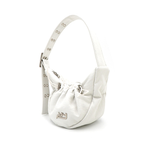 Cloud White Faux Leather Causal Storage <b>Bag</b> For Daily Use Featuring A Wrinkle <b>String</b> Closure And Inner Pocket - Product Image 2