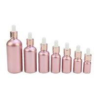 Flacon compte-gouttes rond en verre dépoli or rose de 10 ml, 30 ml, 50 ml, vide, pour huiles essentielles, avec compte-gouttes or rose