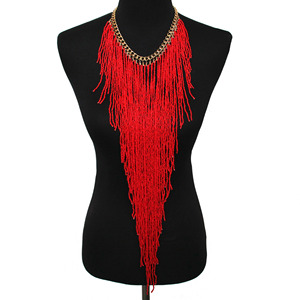 Collier unisexe tendance <span class=keywords><strong>2022</strong></span> multicolore avec longue chaîne à maillons et pampilles en perles de rocaille, idéal pour les soirées et événements. - Product Image 6