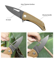 Couteau de poche pliable tactique Yeehand FK-322 Sharp OEM personnalisable avec lame en acier D2 et manche en Micarta pour le camping en plein air
