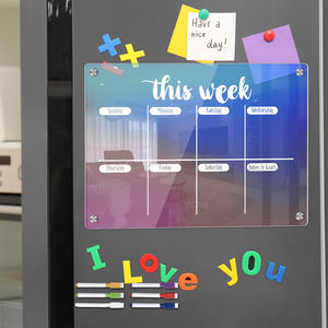 Tableau de calendrier hebdomadaire magnétique en acrylique transparent, design Art Déco, certifié EN71, taille et forme personnalisables, pour réfrigérateur, pour écrire - Product Image 5