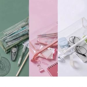Transparent Pencil Case With Custom Logo School Plastic Clear Pencil Case With Zipper Large Capacity Pencil Case <b>Bag</b> Makeup <b>Bag</b> - Product Image 4