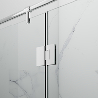 Cabine de douche sans cadre en acier inoxydable rectangulaire avec charnières, verre trempé de 8 mm, design moderne pour salle de bain d'appartement