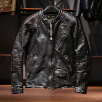 Veste en cuir véritable pour homme, style japonais, de haute qualité, en cuir de cheval tanné végétal, décontractée et élégante, style baseball