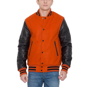 Blouson de baseball décontracté pour homme, personnalisé OEM, en toile unie, pour l'hiver, avec patchwork, prix de gros - Product Image 1