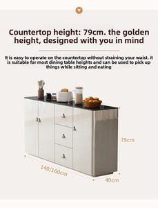 <span class=keywords><strong>Credenza</strong></span> Moderna <span class=keywords><strong>Bianca</strong></span> Lucida con Piano in Vetro Temperato, Mobile Buffet Autoportante per <span class=keywords><strong>Cucina</strong></span>, Sala da Pranzo e Ingresso - Product Image 5