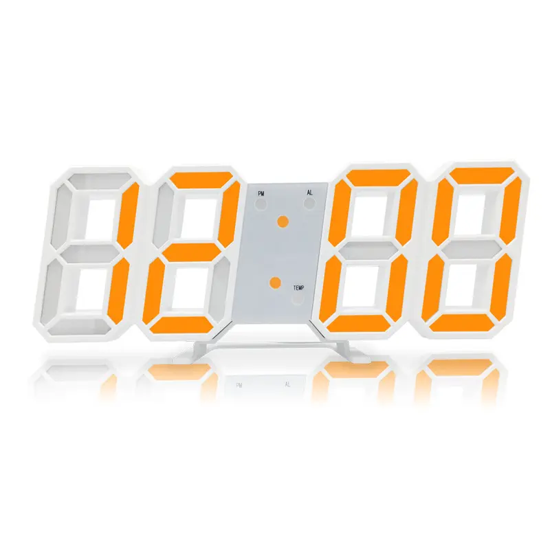 New Design Battery Operated 3D LED Decorate Wall Mounted Digital Clocks Manufacturer with Temperature Display