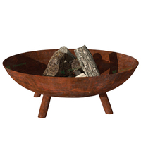 Perapian Baja Corten Modern untuk Pembakaran Kayu, Perapian Taman Luar Ruangan Diameter 80cm, Konstruksi Logam Berkarat