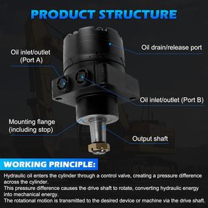Moteur hydraulique à roue Zachager, arbre de 40 mm, pression nominale de 3000 psi, type piston, pour remplacement de la série Parker Dynamic - Product Image 5