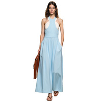 Nouvelle robe maxi décontractée sans manches en forme de A pour l'été 2026, robe bleu ciel clair pour femmes