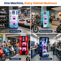 Distributeur automatique de nettoyage de casques à double compartiment OYTK2501-2 avec effet de fumée, écran 15,6 pouces, pour la location de motos