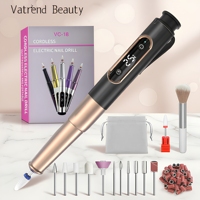 Machine à ongles professionnelle portable en aluminium de forme stylo, rechargeable, 25000 tr/min, avec embouts pour usage en salon de manucure